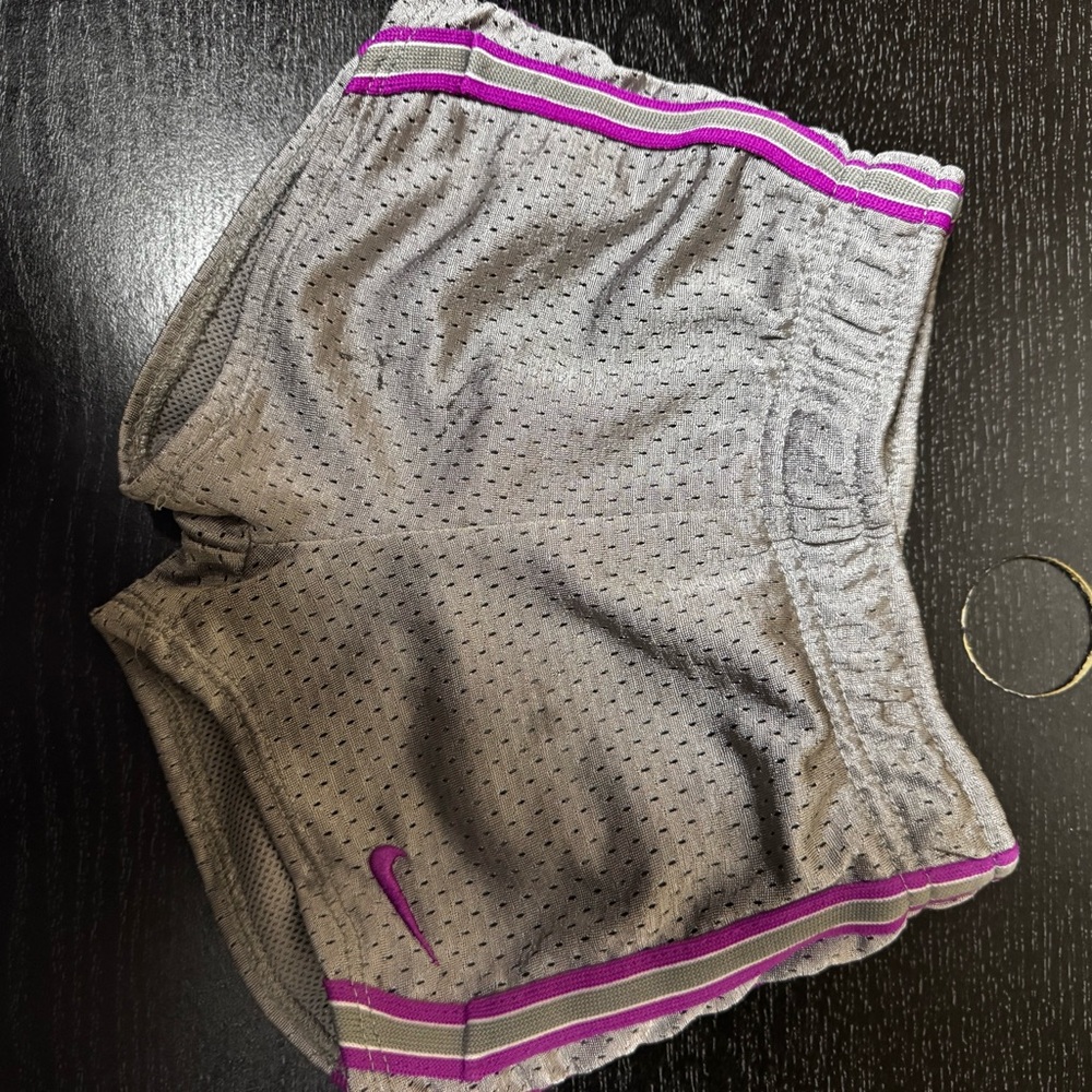 Nike Kids Gray Shorts with Purple Trim